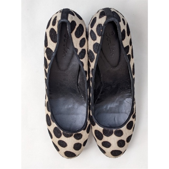 Boden black tan Leopard Print Wedge Heels 7.5 - Picture 3 of 3